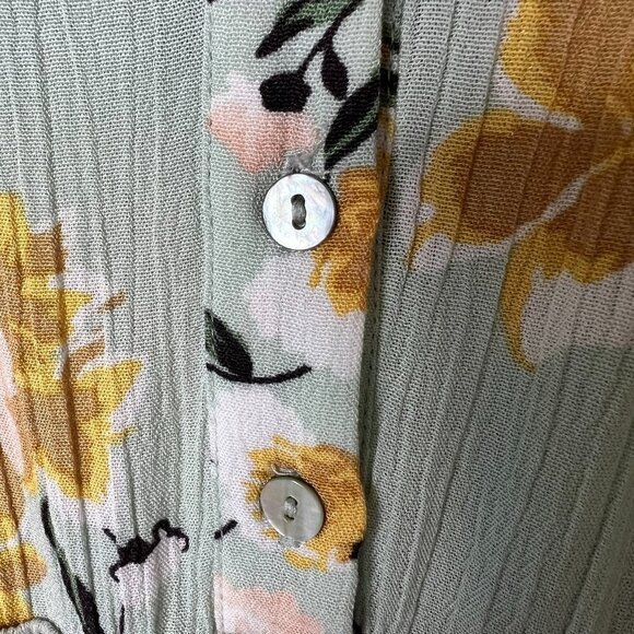 Forever 21 Dress Womens Size Medium Mint Green Embroidered Peek-a-Boo Waist - Picture 9 of 16